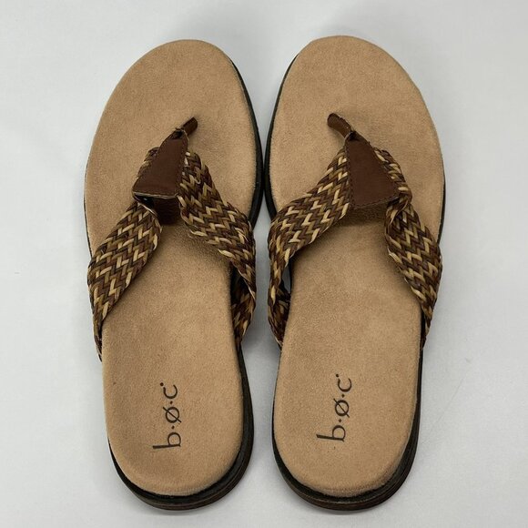 B.O.C‎ Woven Flip Flop Thong Sandals Womens 8 Slide Flats Summer Casual Beach - Picture 1 of 12